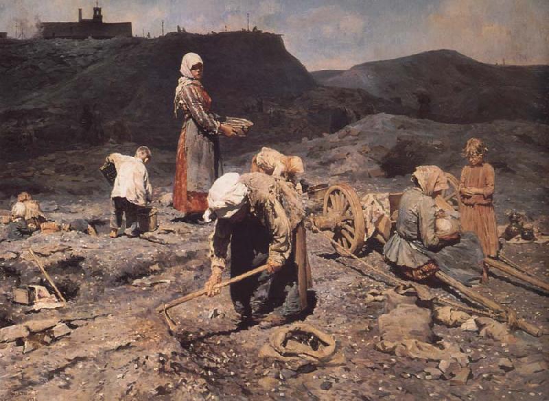 Nikolai Kasatkin Poor People Collecting Coal in an Abandoned Pit oil painting image